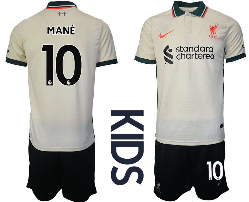 Youth 2021-2022 Club Liverpool away cream #10 Soccer Jersey->youth soccer jersey->Youth Jersey